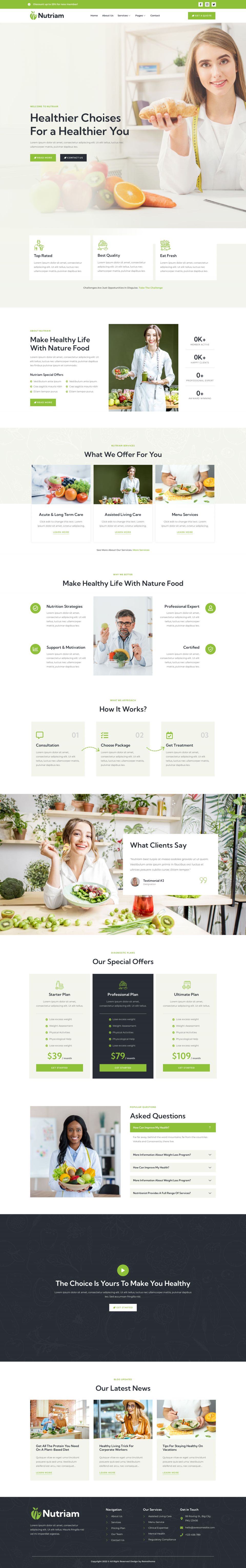WordPress template ThemeForest Nutriam