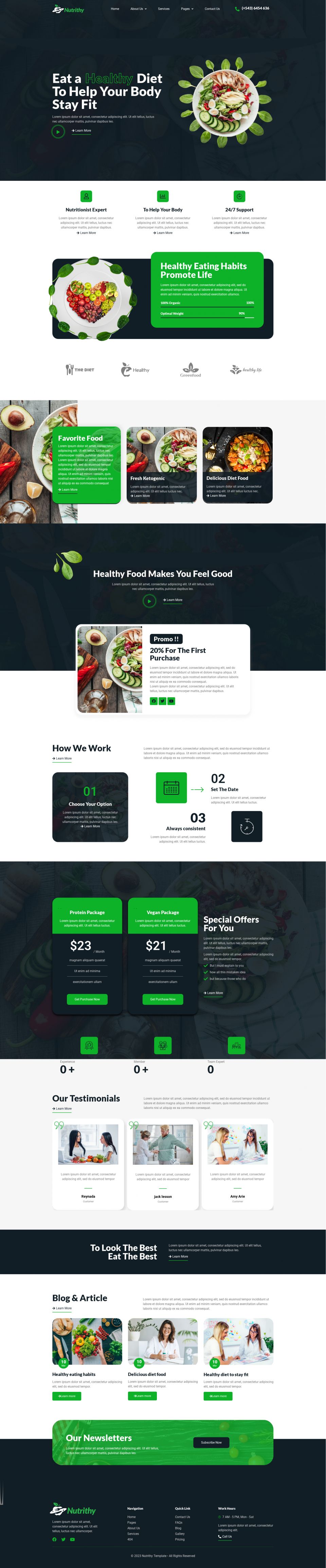 WordPress template ThemeForest Nutrithy