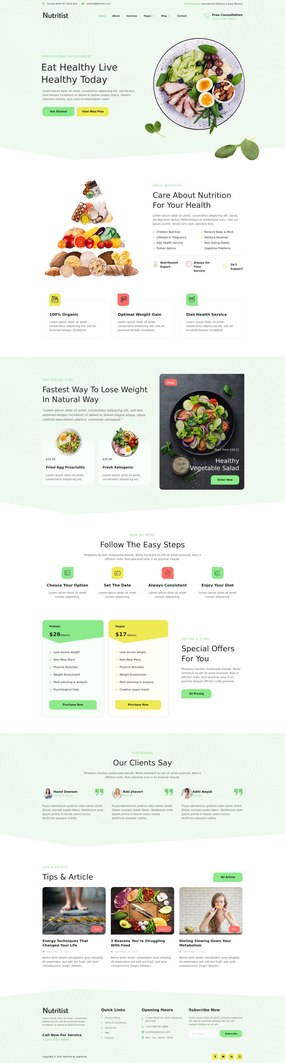 WordPress template ThemeForest Nutritist
