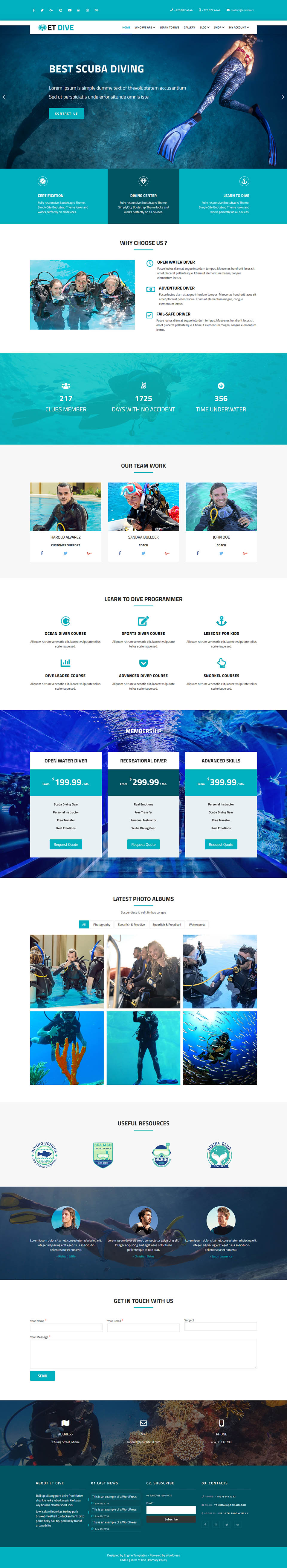 WordPress template EngineTemplates Dive