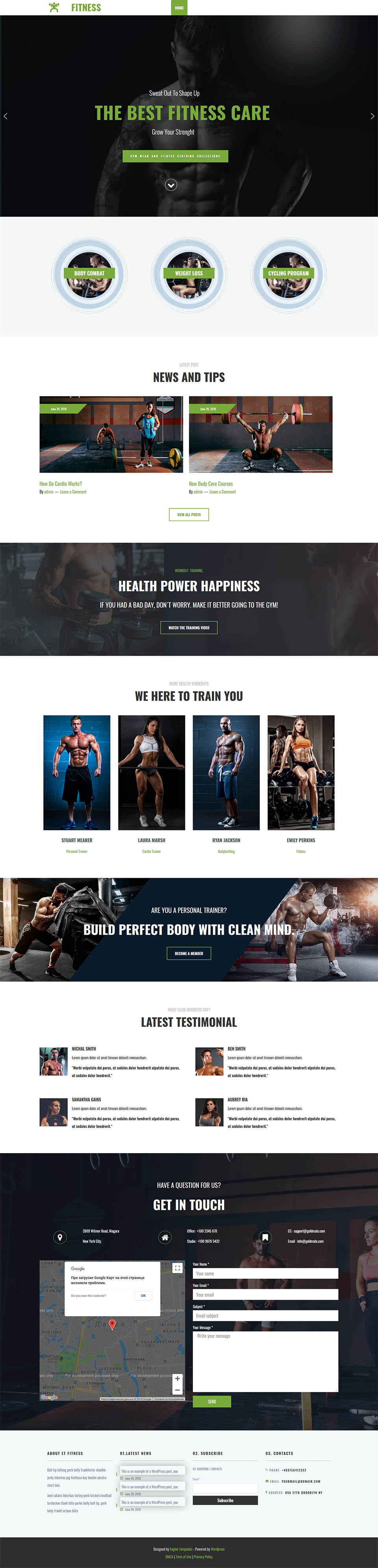 WordPress template EngineTemplates Fitness