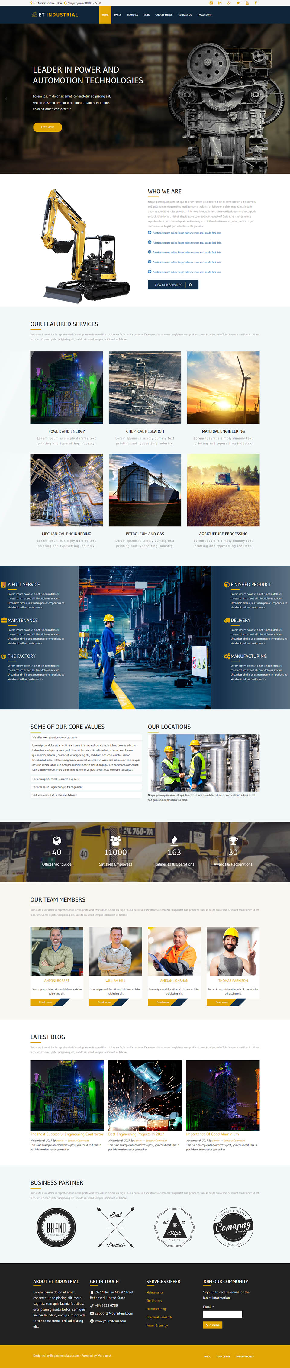 WordPress template EngineTemplates Industrial