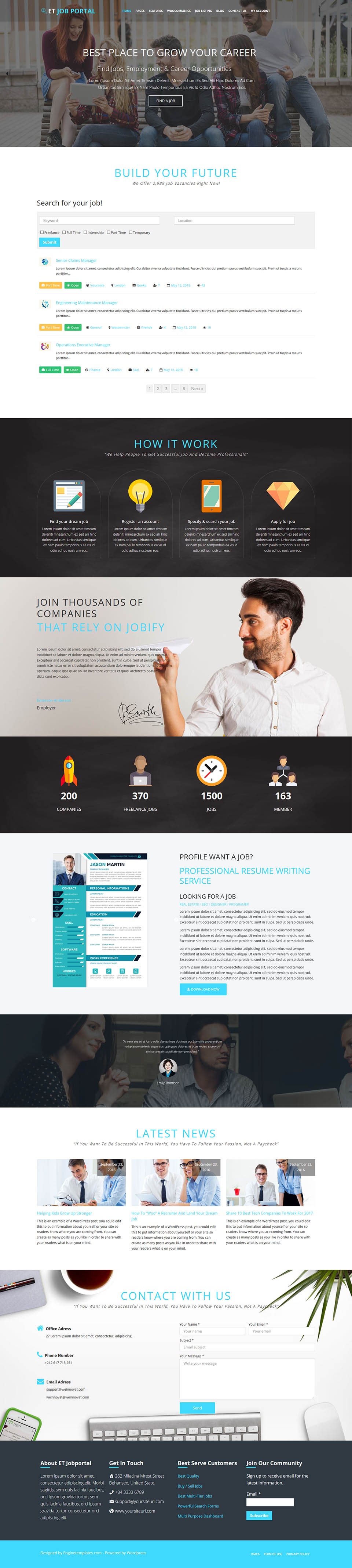 WordPress template EngineTemplates Job Portal