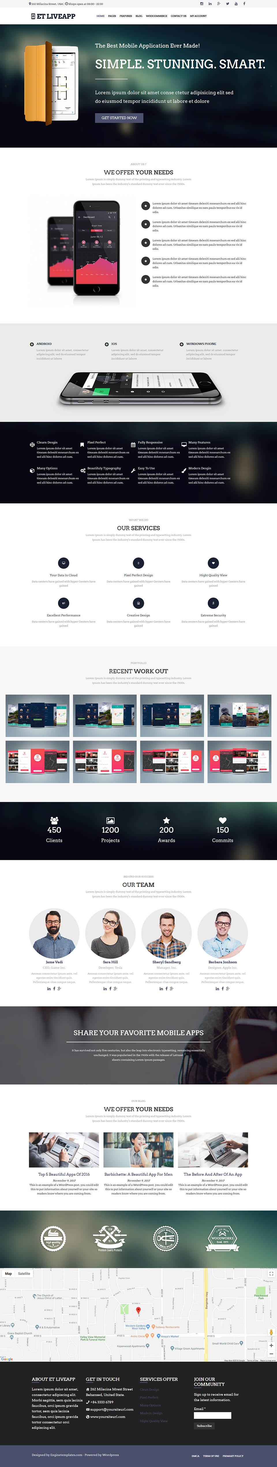 WordPress template EngineTemplates LiveApp