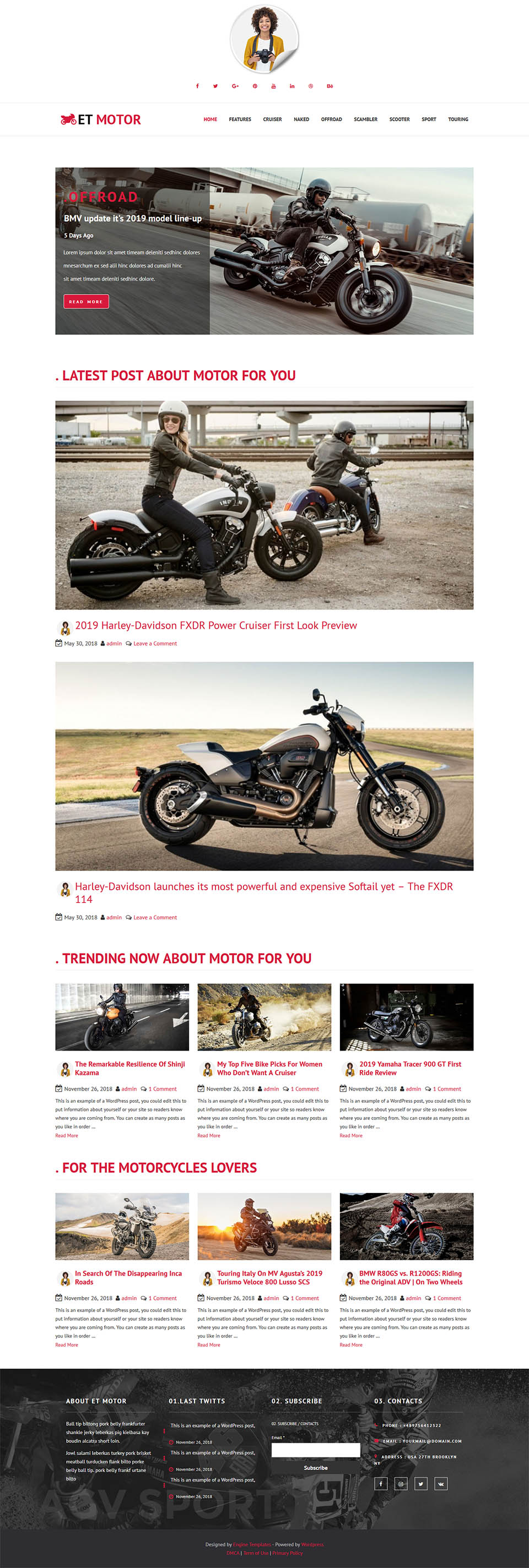WordPress template EngineTemplates Motor