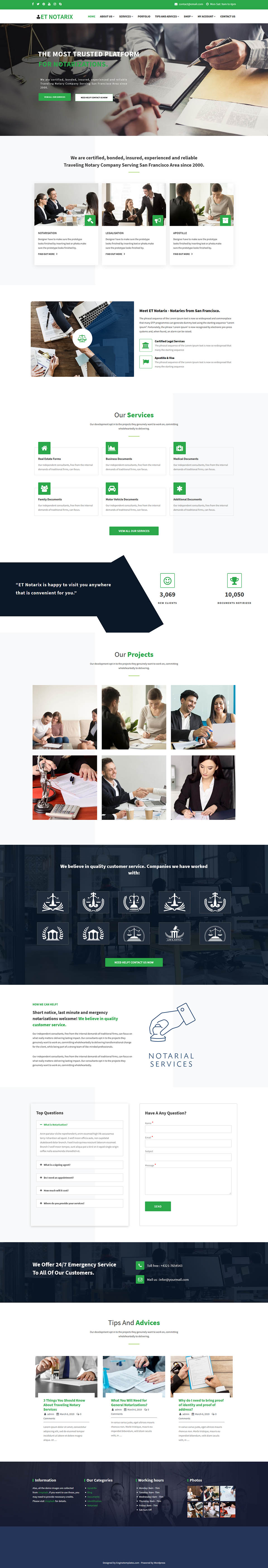 WordPress template EngineTemplates Notarix