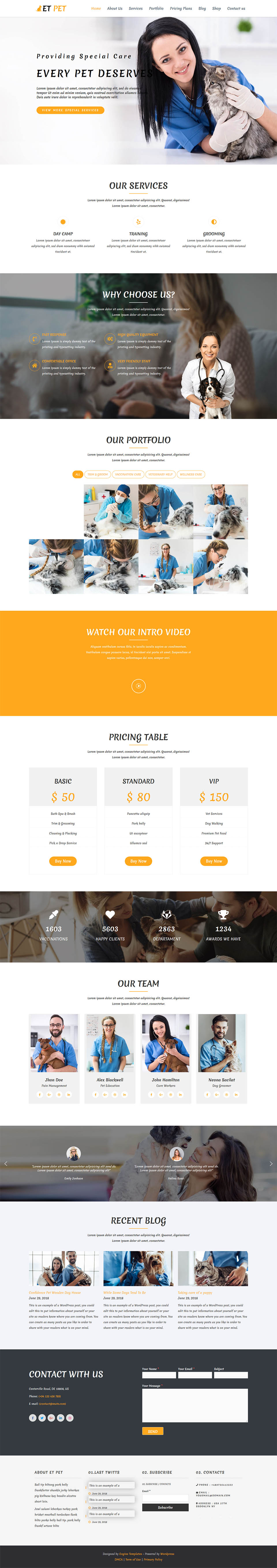 WordPress template EngineTemplates Pet