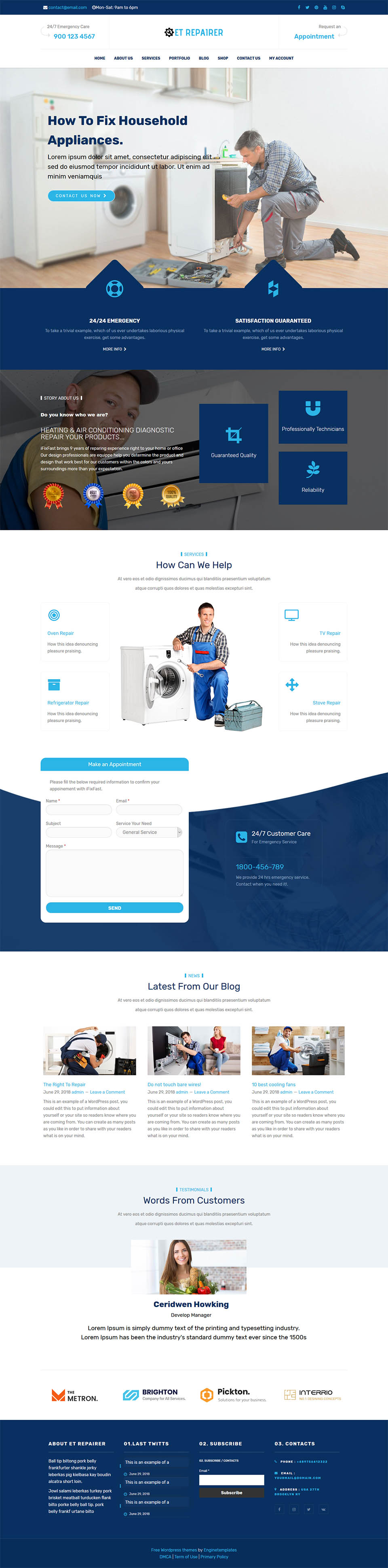 WordPress template EngineTemplates Repairer