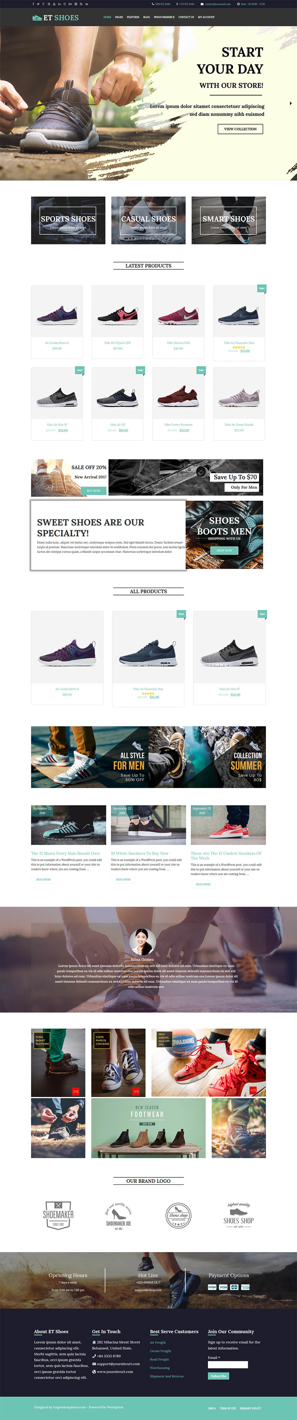 WordPress template EngineTemplates Shoes