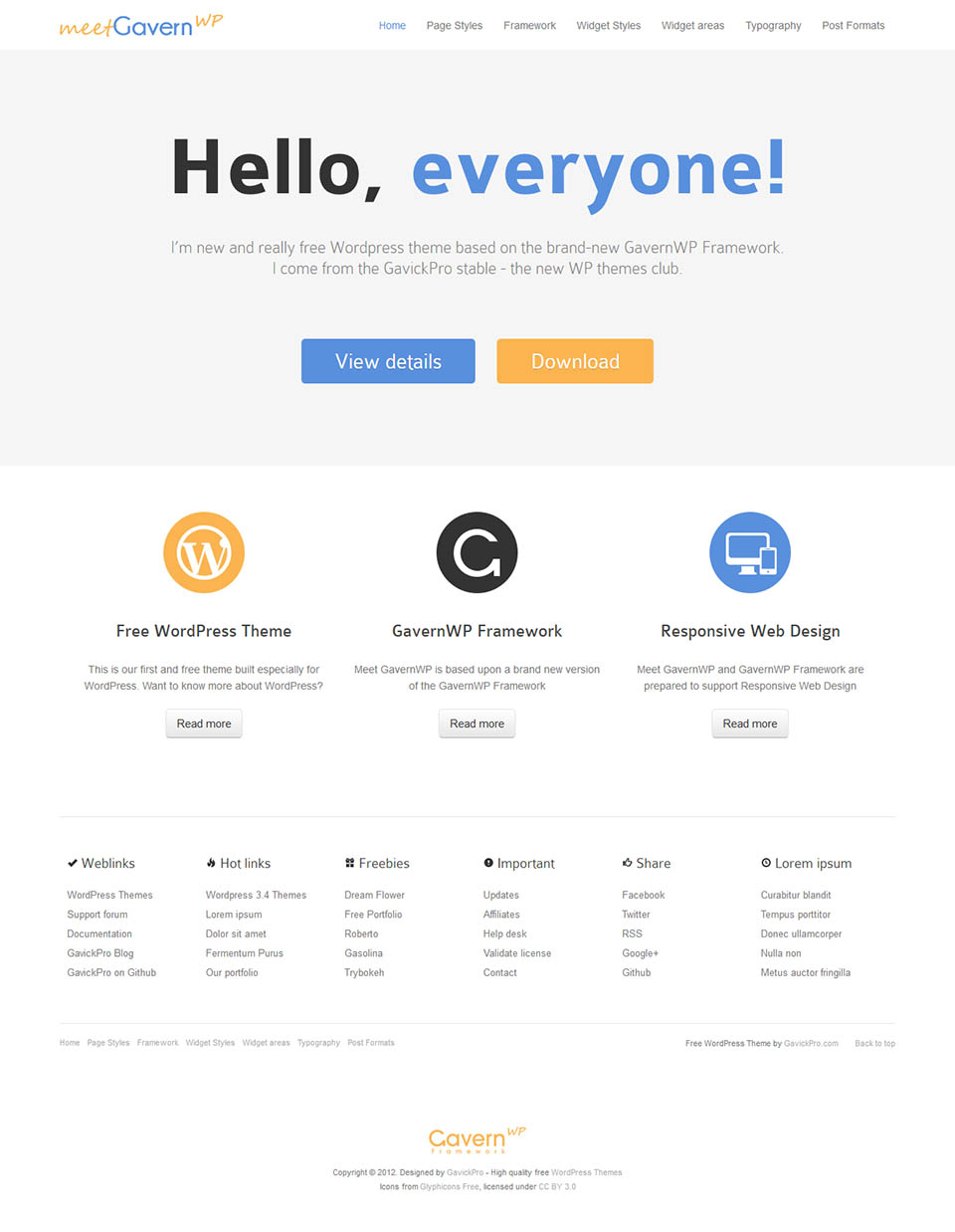WordPress template GavickPro Meet Gavern