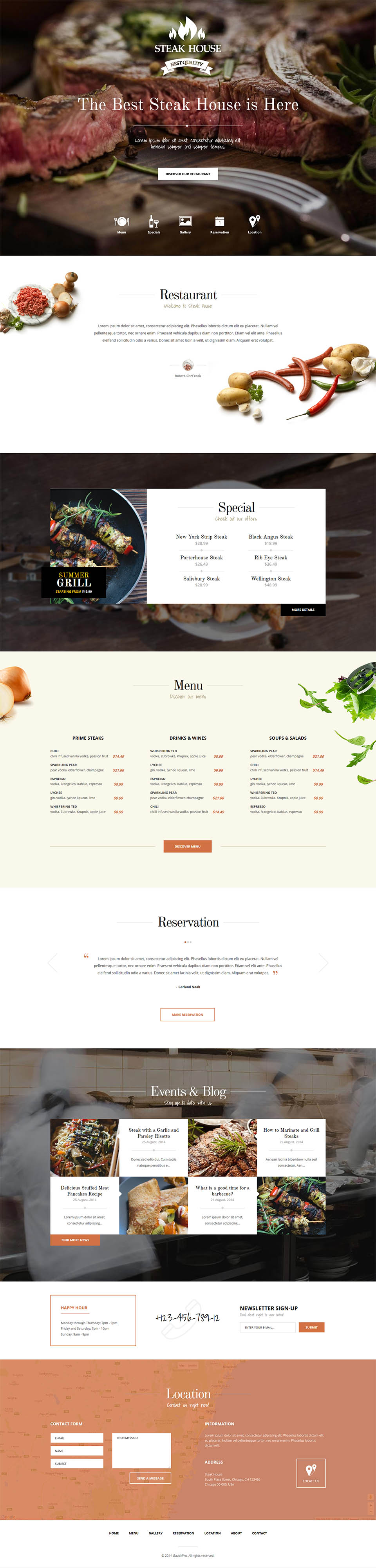 WordPress template GavickPro Steak House