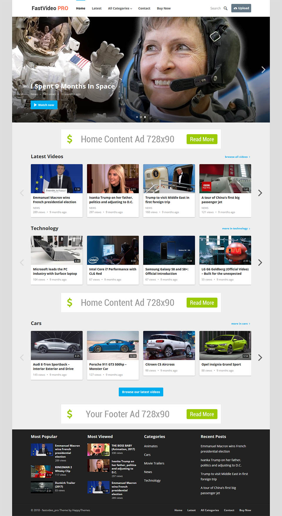 WordPress template HappyThemes FastVideo
