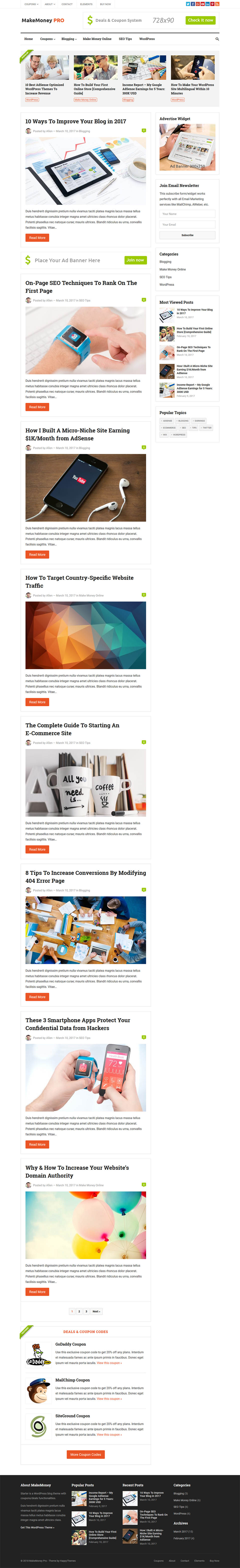 WordPress template HappyThemes MakeMoney