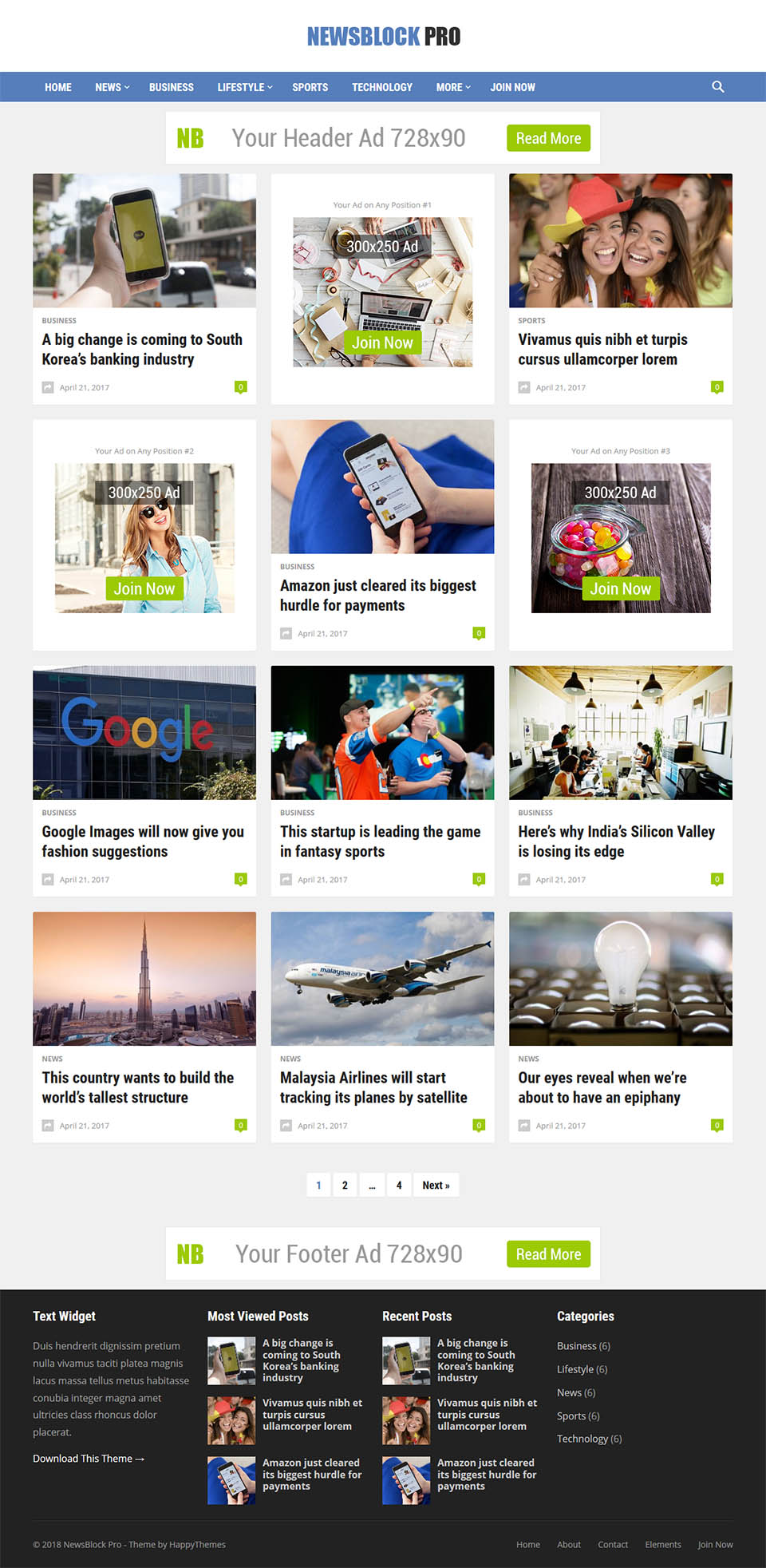 WordPress template HappyThemes NewsBlock
