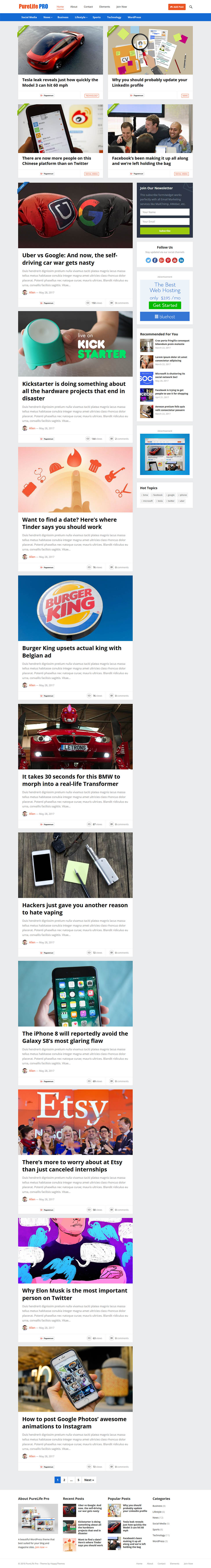 WordPress template HappyThemes PureLife