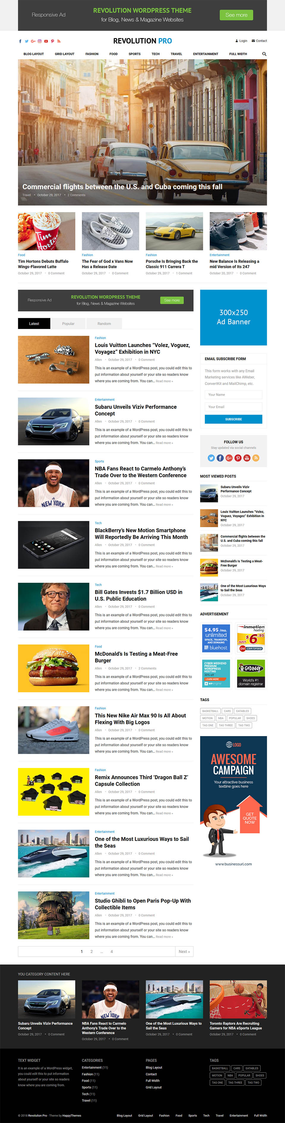 WordPress template HappyThemes Revolution