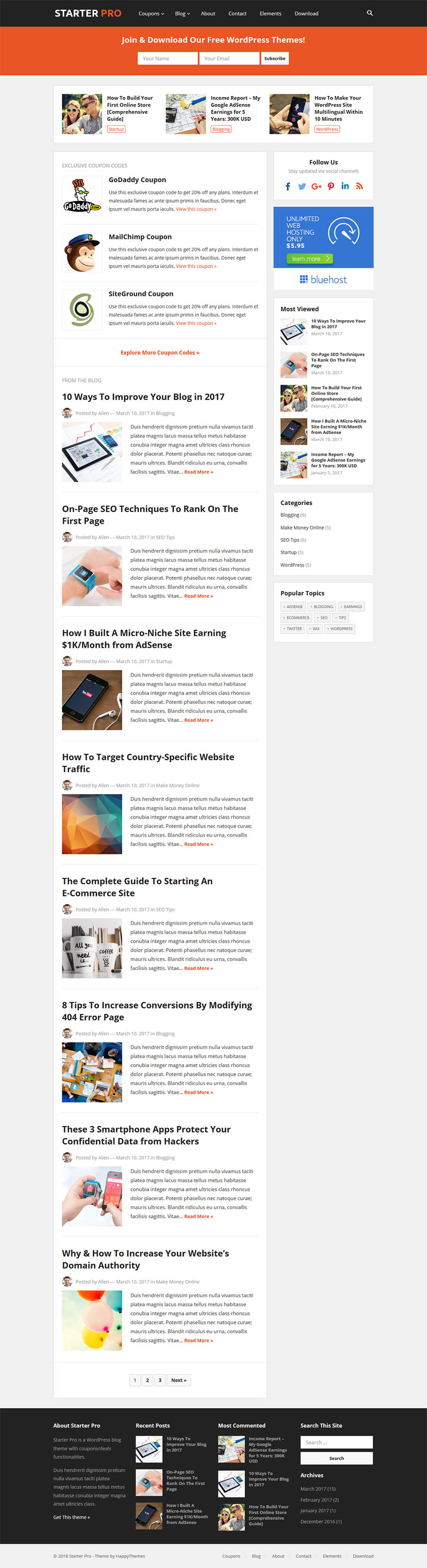 WordPress template HappyThemes Starter