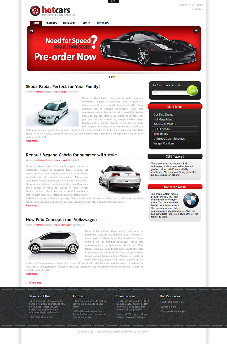 WordPress template HotThemes Cars