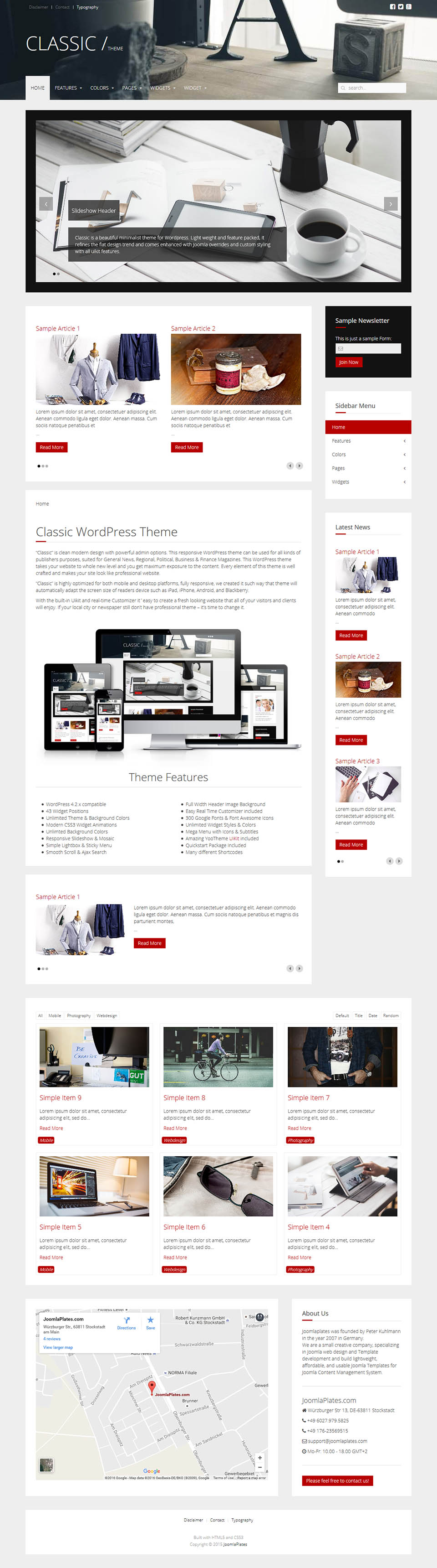 WordPress template JoomlaPlates Classic