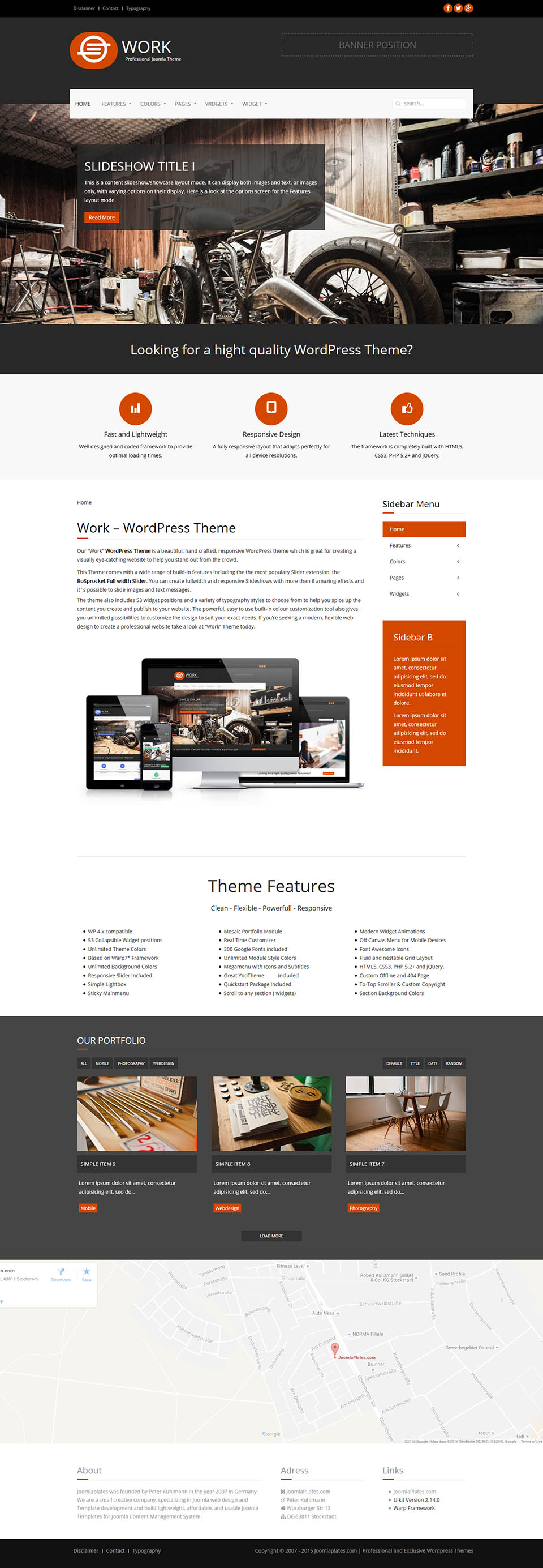 WordPress template JoomlaPlates Work