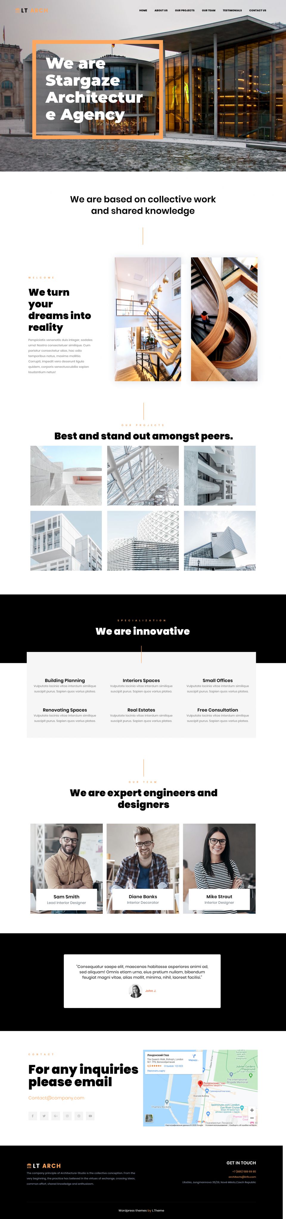 WordPress template LTheme Arch OnePage