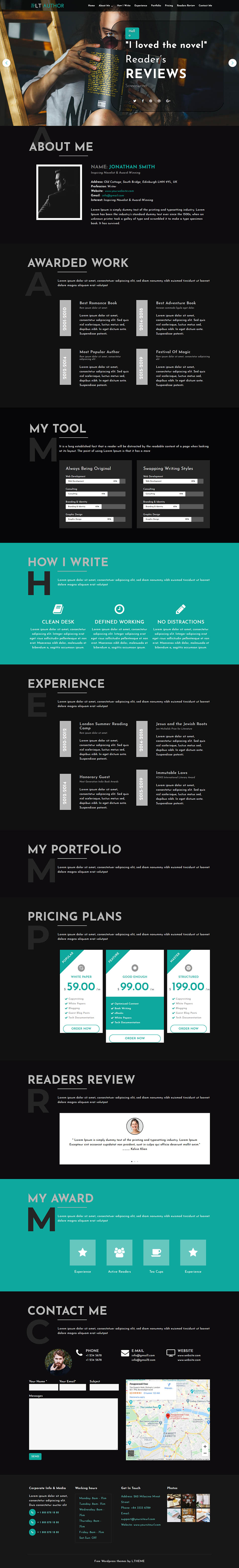 WordPress template LTheme Author Onepage