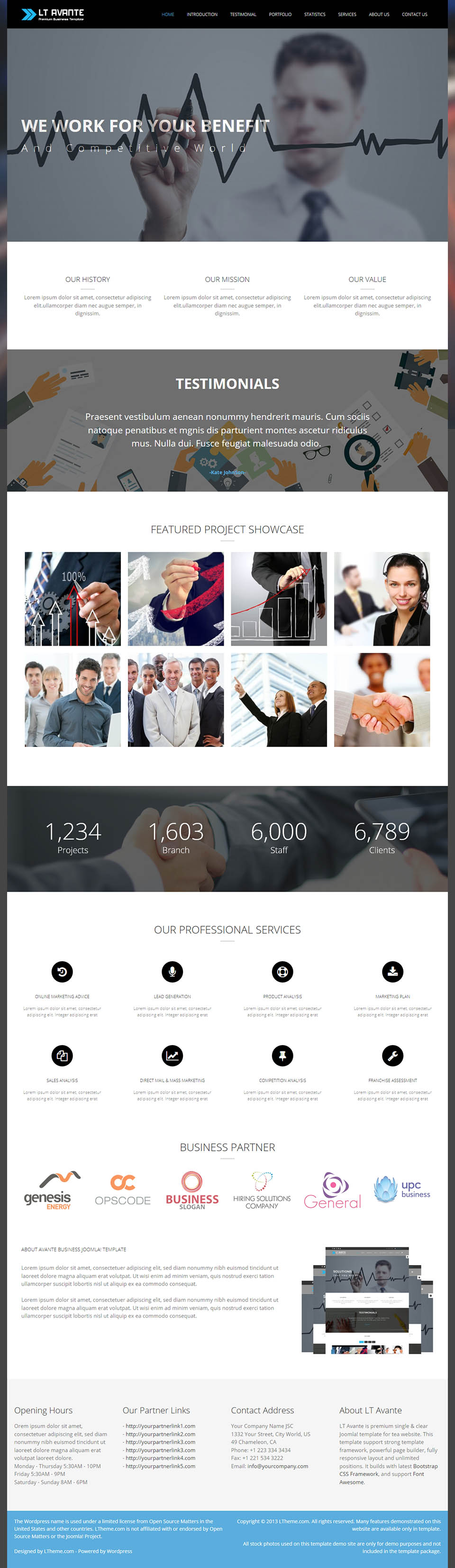 Template LTheme Avante Onepage WordPress template LTheme Avante Onepage
