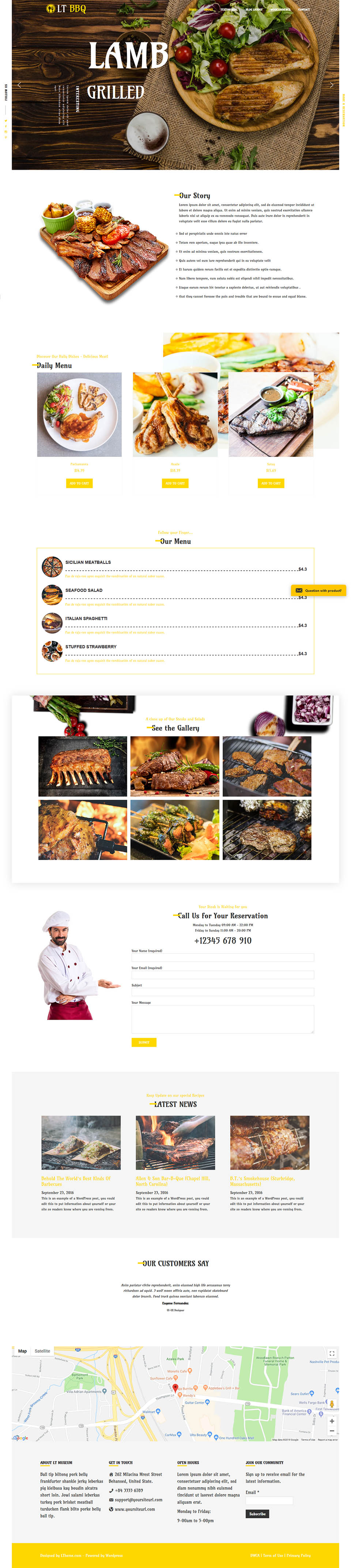 WordPress template LTheme BBQ Onepage