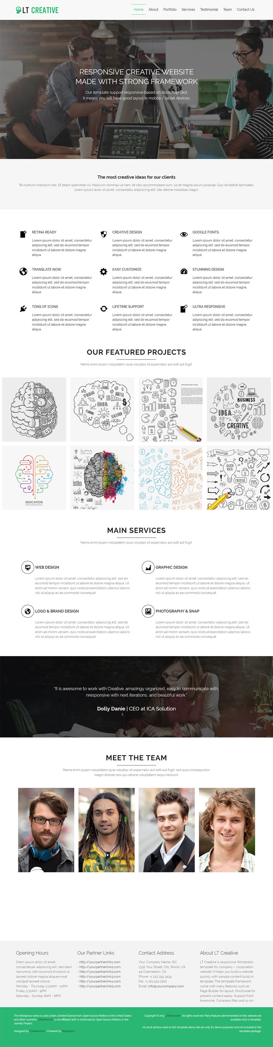 WordPress template LTheme Creative Onepage