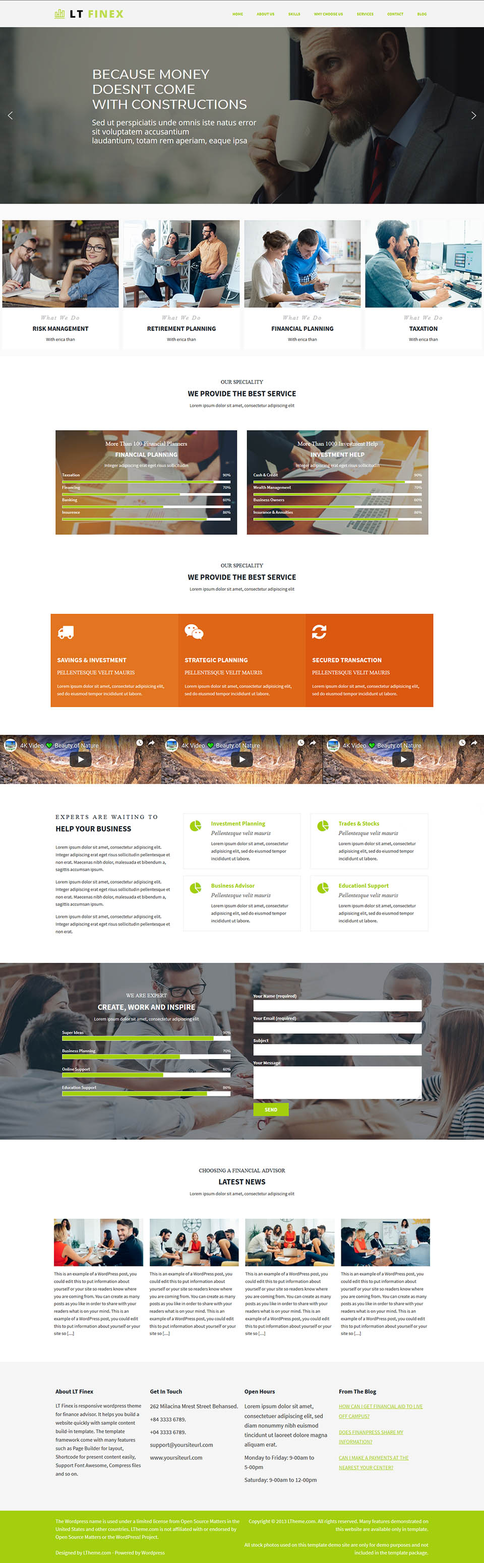 WordPress template LTheme Finex Onepage