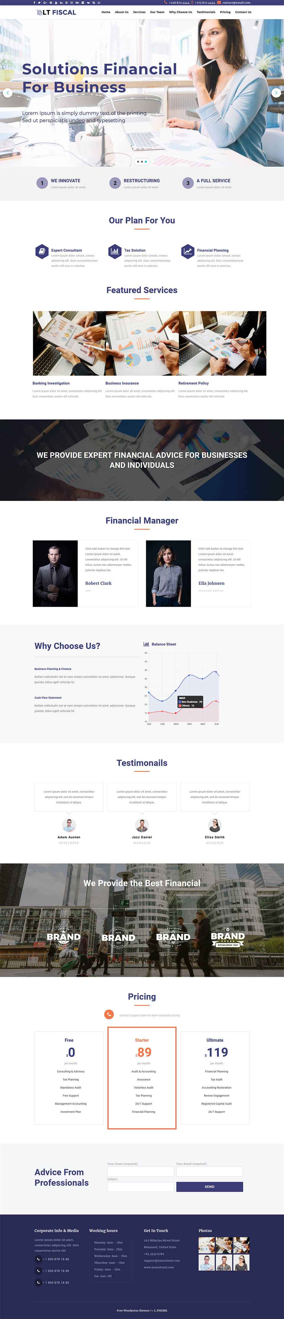 WordPress template LTheme Fiscal Onepage