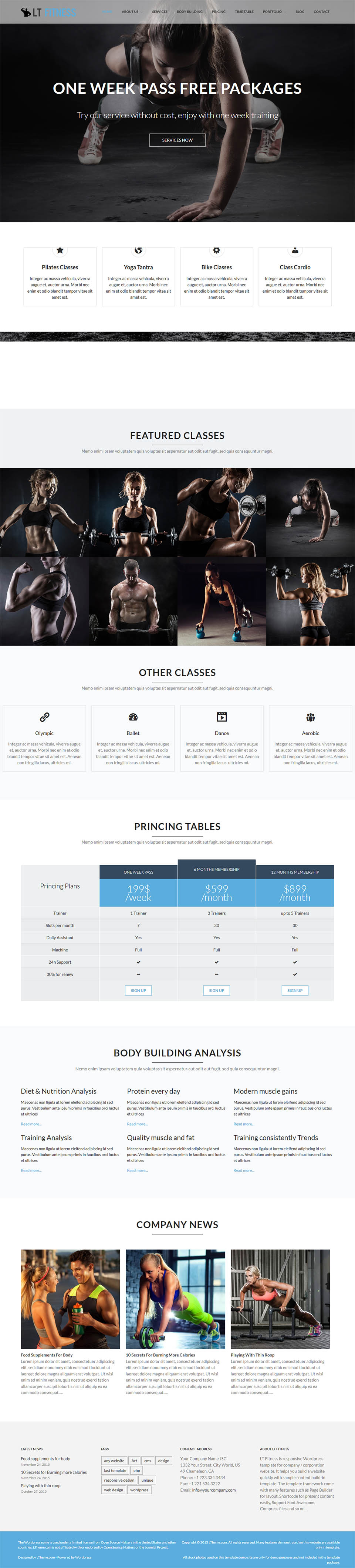 WordPress template LTheme Fitness
