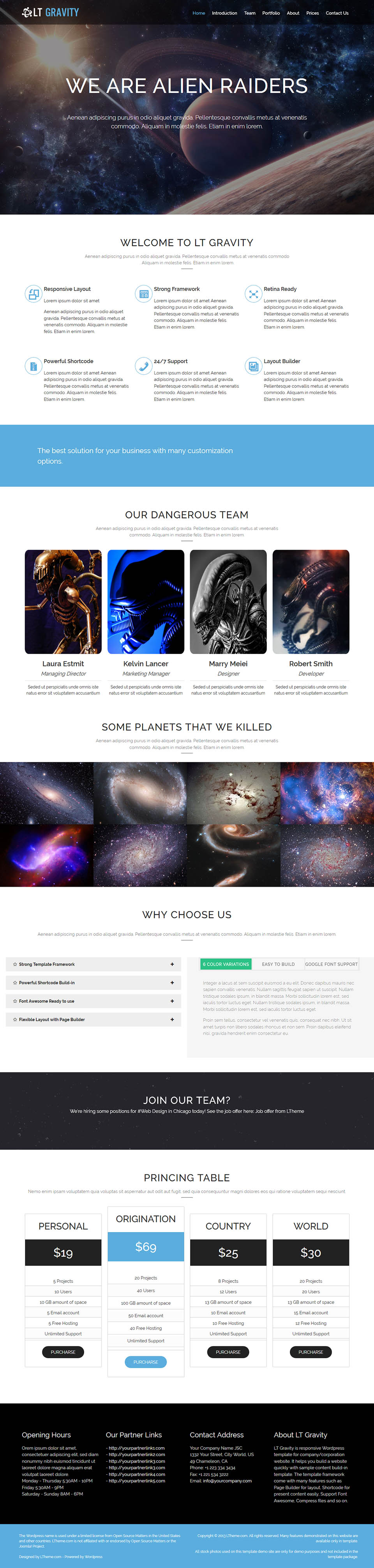 WordPress template LTheme Gravity Onepage