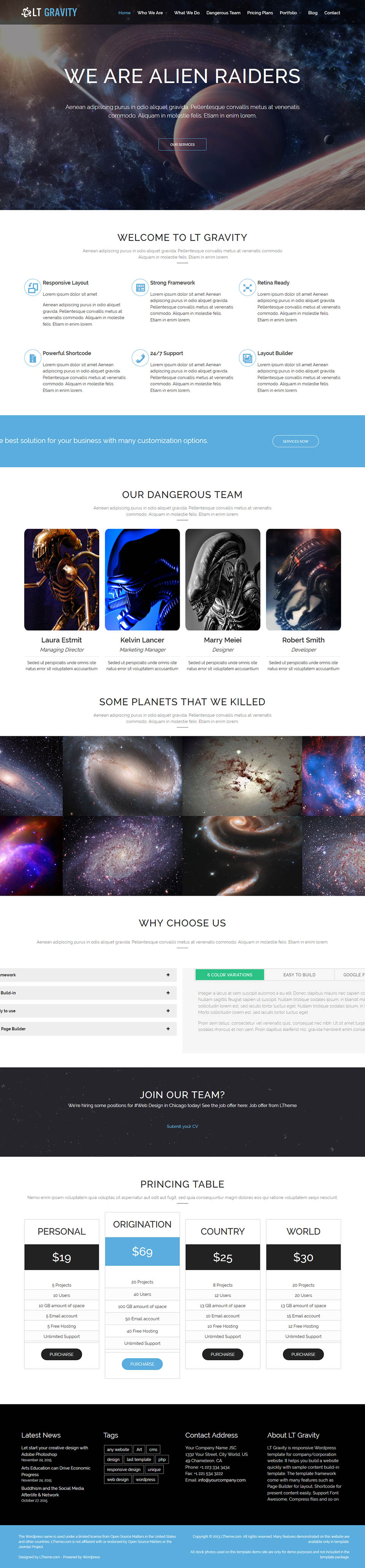 WordPress template LTheme Gravity