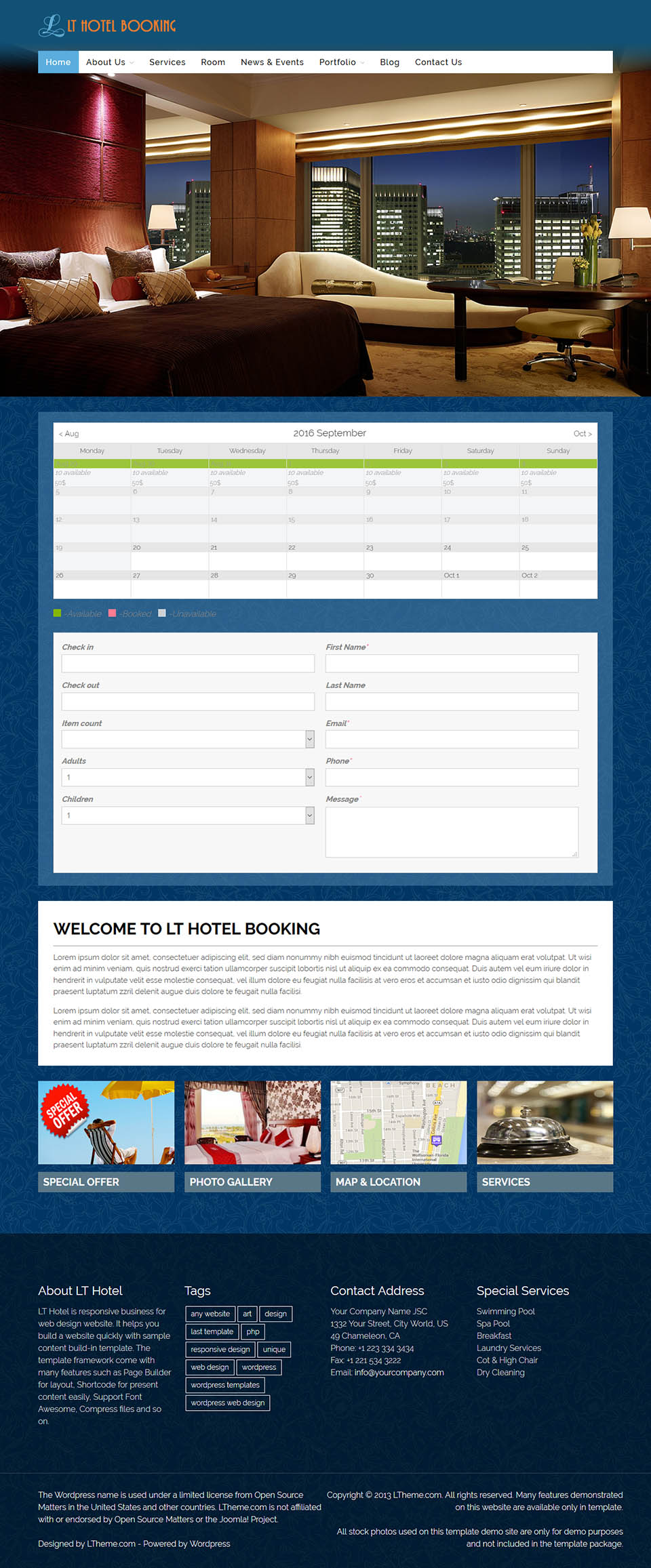 WordPress template LTheme Hotel Booking