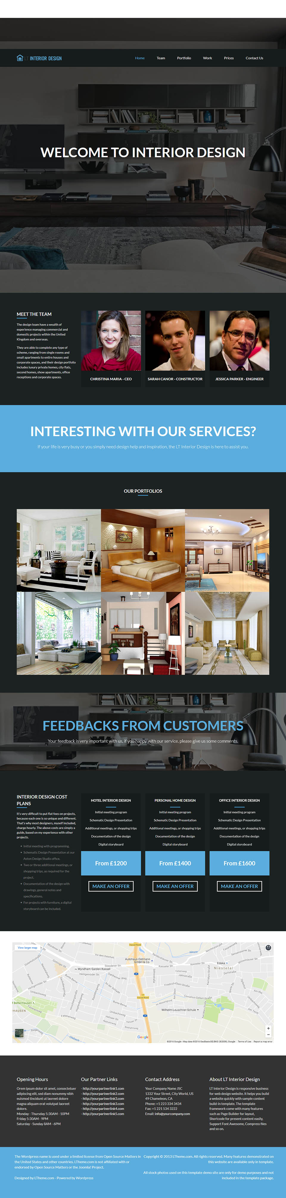 WordPress template LTheme Interior Design Onepage