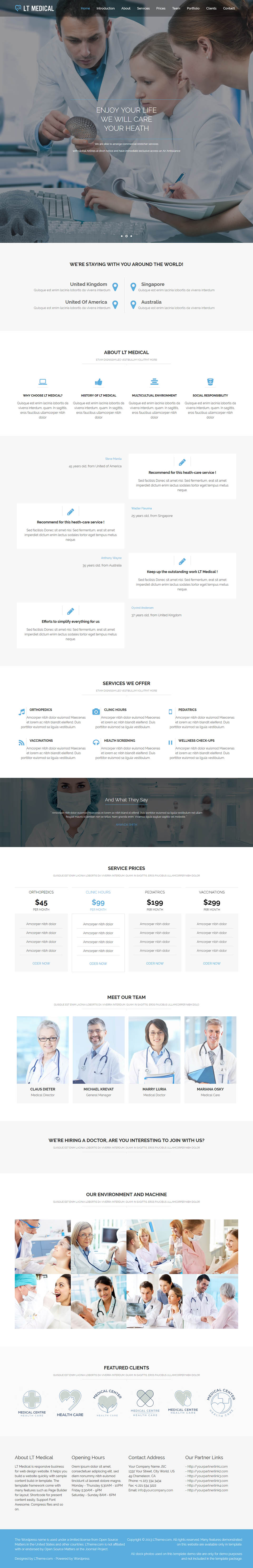 WordPress template LTheme Medical Onepage