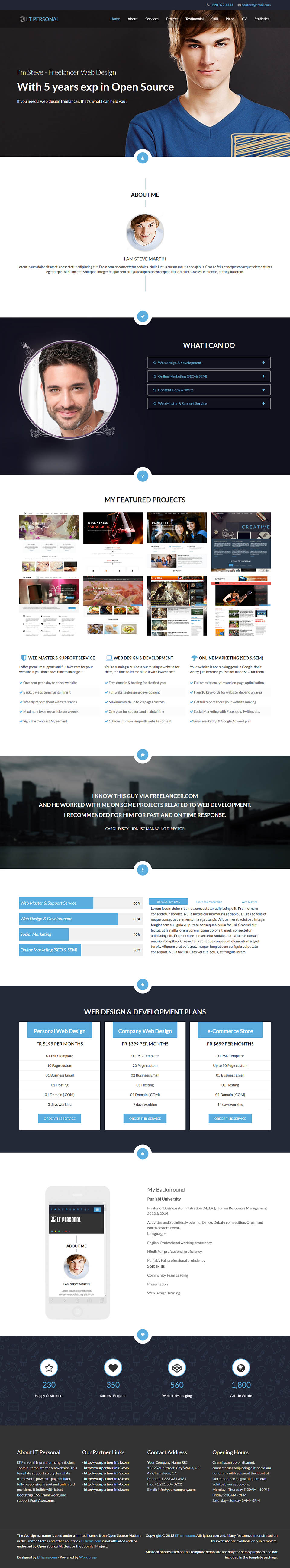 WordPress template LTheme Personal Onepage