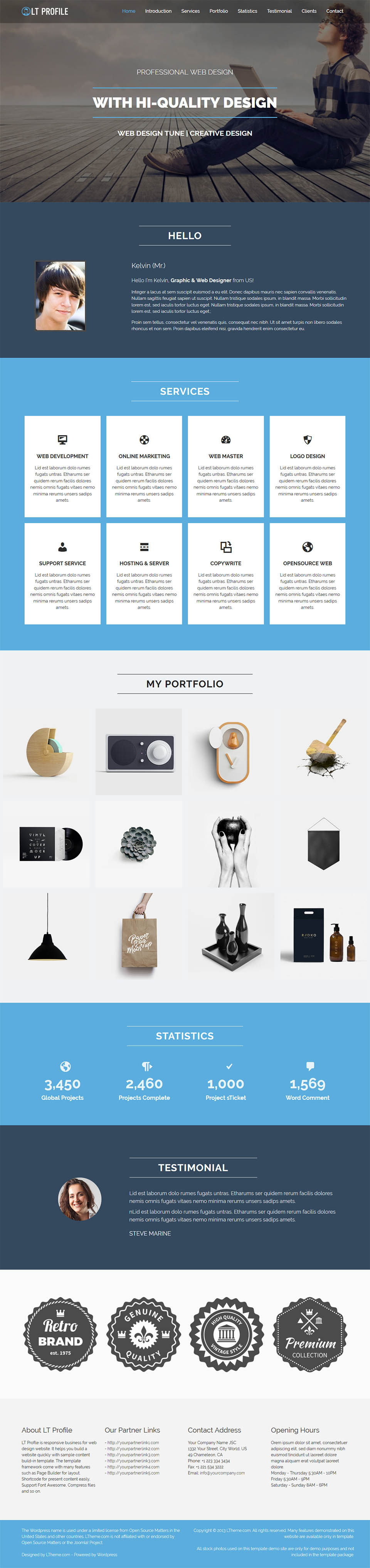 WordPress template LTheme Profile Onepage