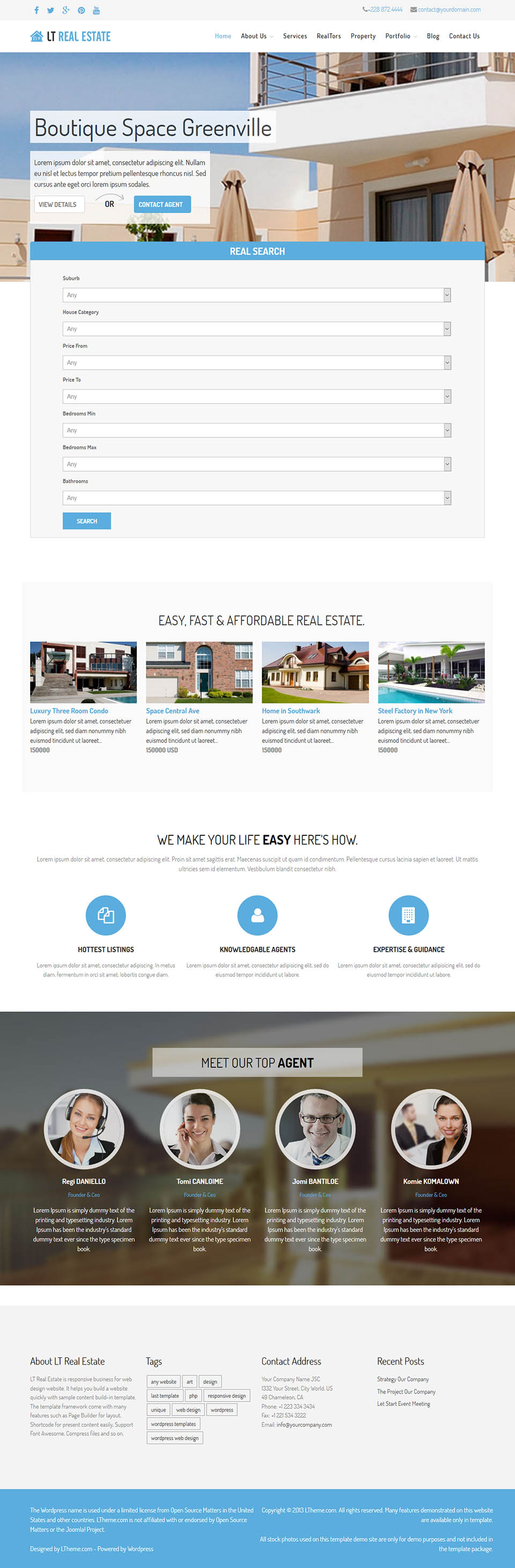 WordPress template LTheme Real Estate