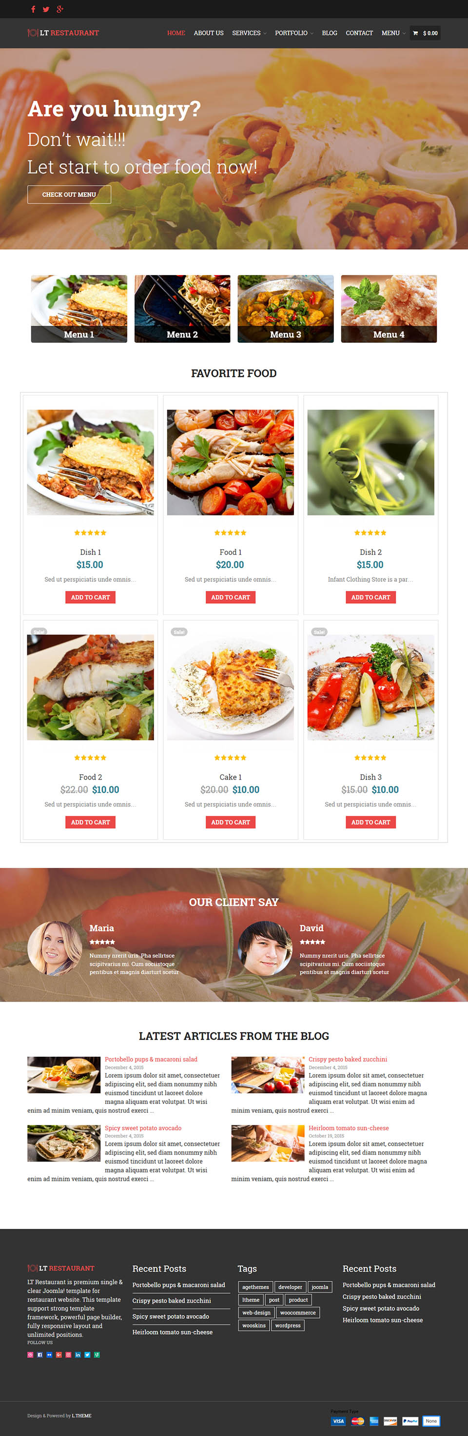 WordPress template LTheme Restaurant