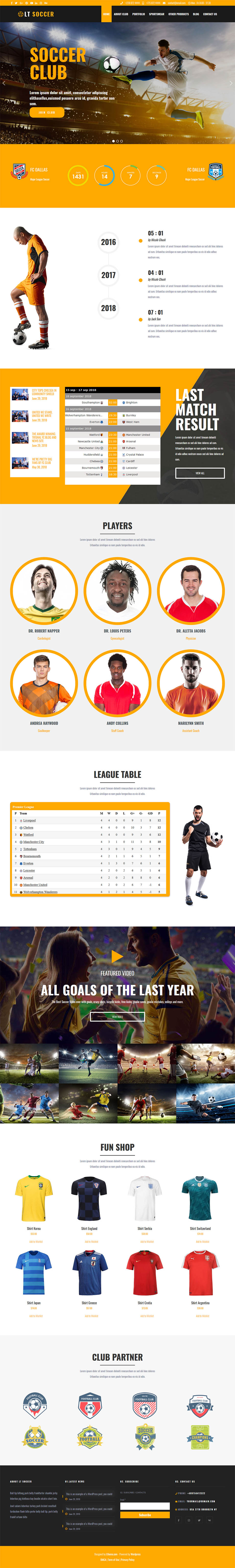 WordPress template LTheme Soccer