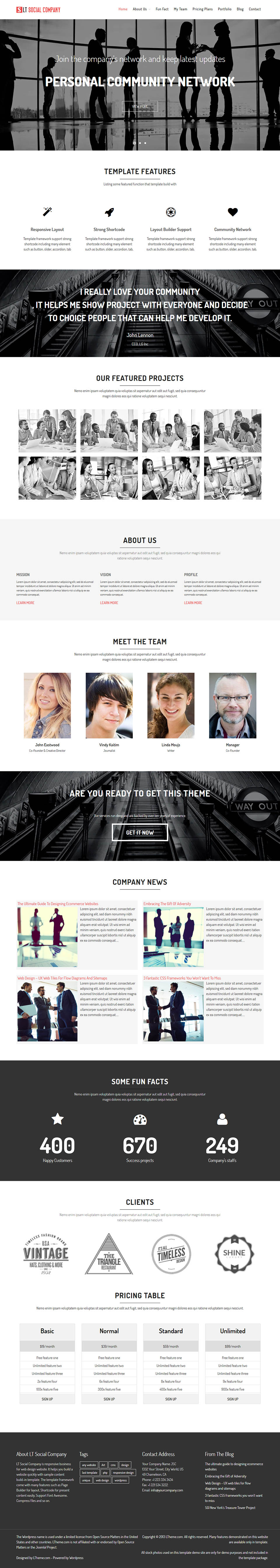 WordPress template LTheme Social Company