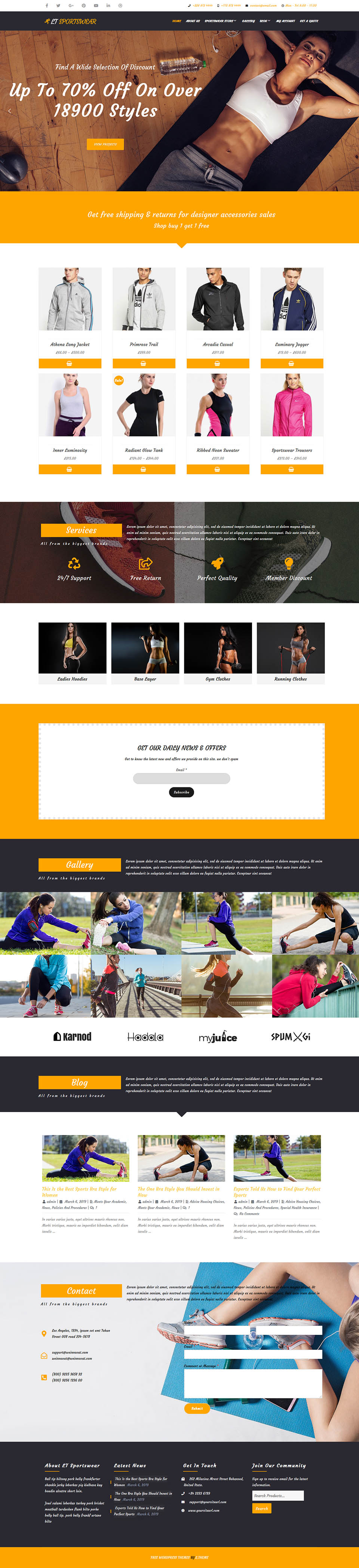 WordPress template LTheme Sportswear 2