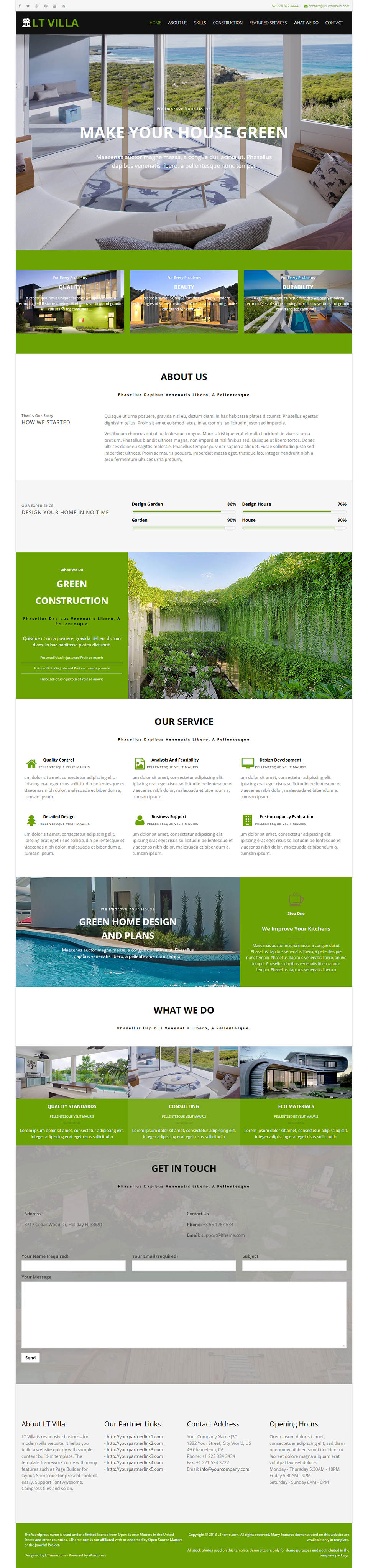 WordPress template LTheme Villa Onepage