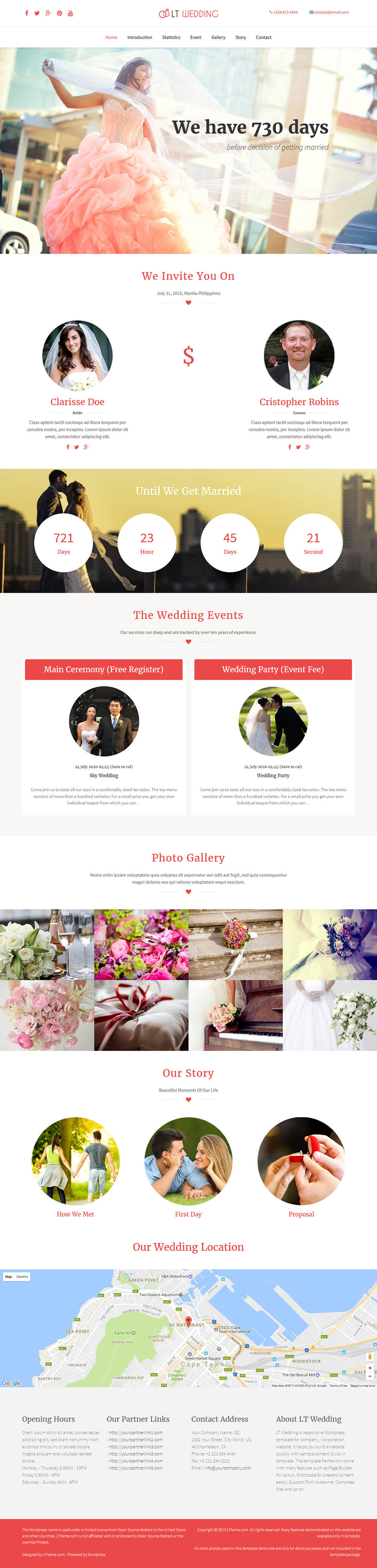 WordPress template LTheme Wedding Onepage