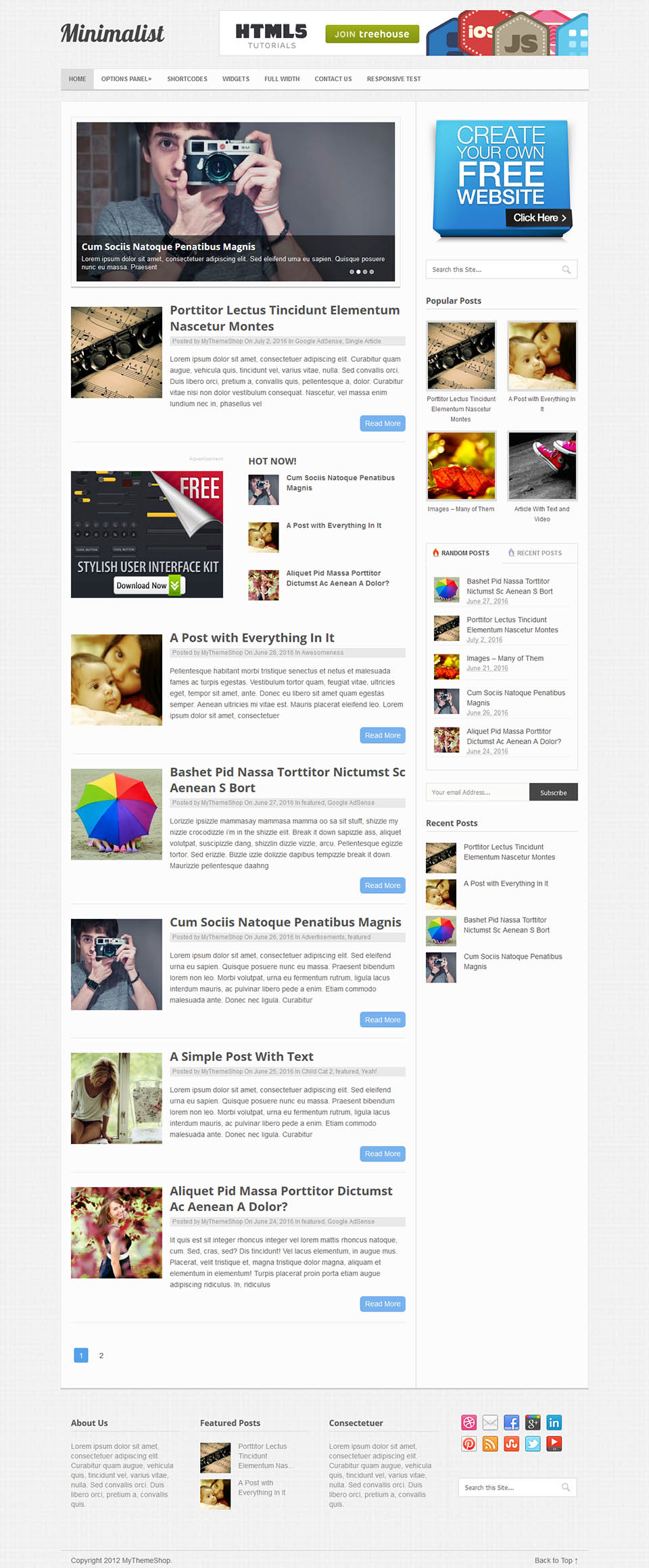 WordPress template MyThemeShop Minimalist
