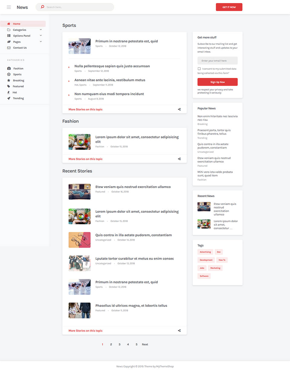 WordPress template MyThemeShop News