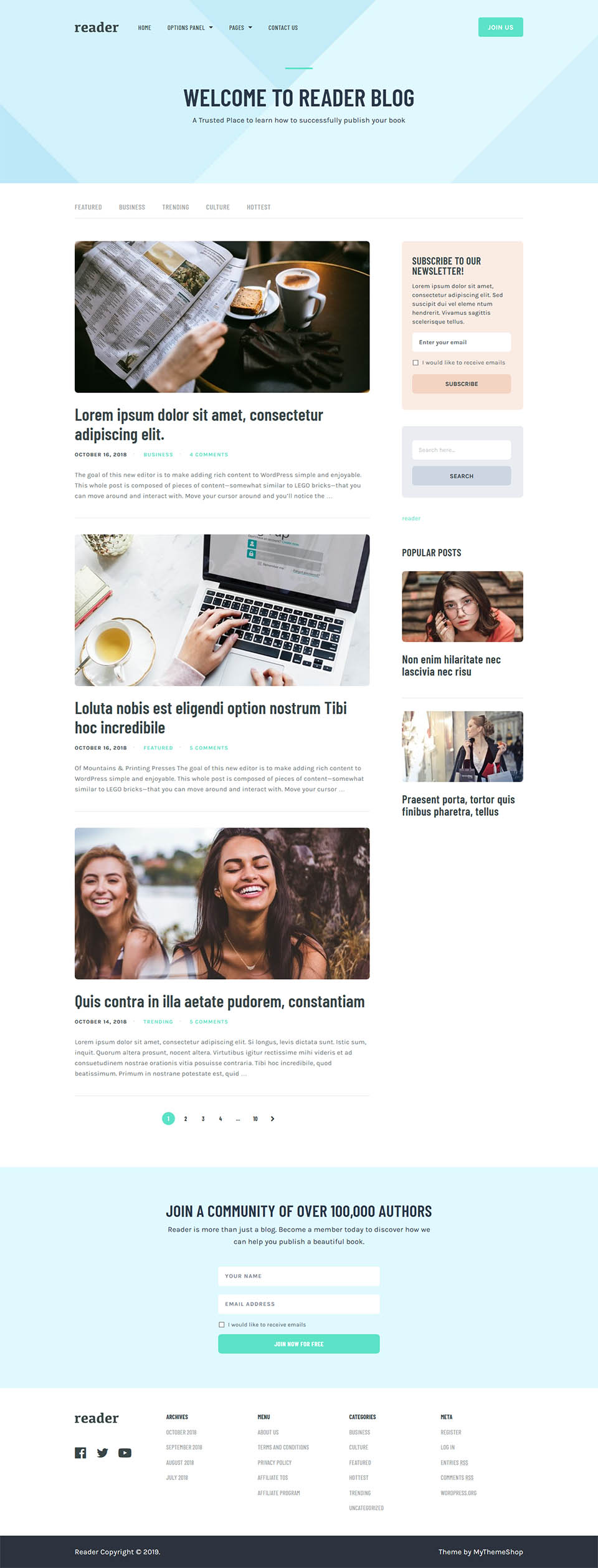 WordPress template MyThemeShop Reader