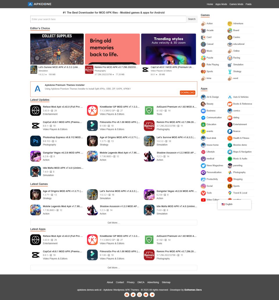 WordPress template eXthemes Apkdone